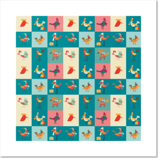 Bird & Square Pattern Posters and Art